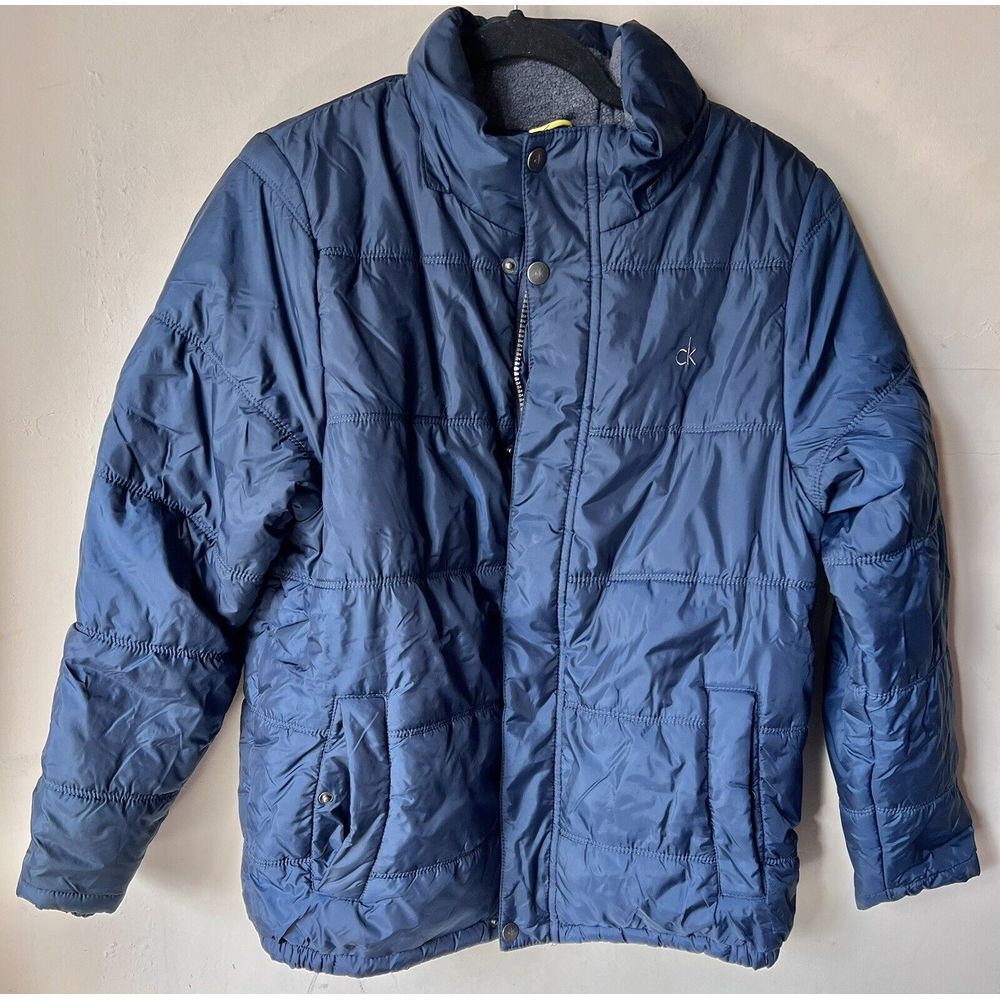 💚 Calvin Klein Jacket Boys Large 14-16 Navy‎ Puffer Lined